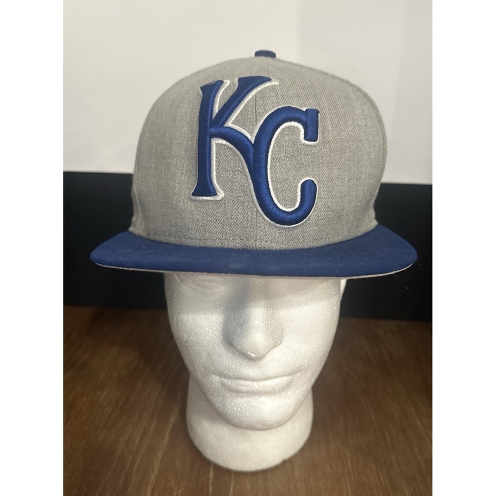 VINTAGE Kansas City Royals Hat Cap Snap Back Gray Blue Baseball‎ New Era Mens